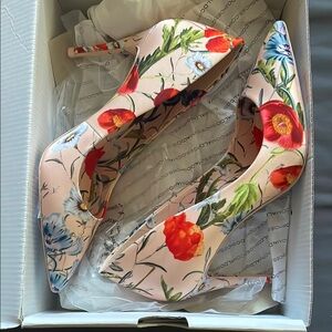 Aldo Pink Floral Satin Heels